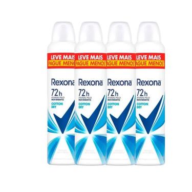 Imagem de Kit Desodorante Aerosol Rexona Cotton Dry Azul 250ml - 4 Unidades