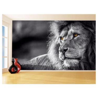 Imagem de Papel De Parede 3D Animais Leão Rosto Rei Olhar 3,5M Anm443