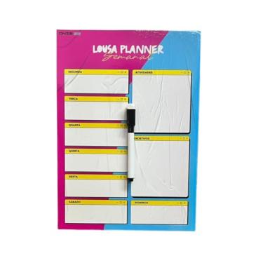 Imagem de Organizar Magnético Imã De Geladeira Porta Recado Anotação Planejador Semanal Com Caneta Escreve e Apaga