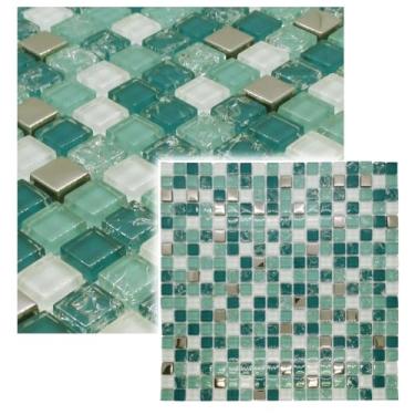 Imagem de Pastilha De Vidro Para Piscina Cozinha Banheiro Parede Verde Jade 30x30cm - La Bella Griffe (VERDE JADE)
