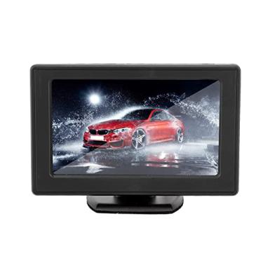 Imagem de 4.3in 3w tela lcd tft do carro monitor retrovisor do carro 2 vias entrada av hd monitor prático para câmera reversa de dvd