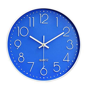 Imagem de Preciser Relógio de parede digital grande 30,5 centímetros simples relógios de parede silenciosos relógio decorativo para banheiro, sala de estar, cozinha, sala de aula, escritório fácil de ler - azul