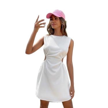 Imagem de Camisa Feminina Cut Out Waist Tank Dress (Color : White, Size : M)