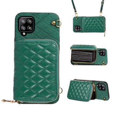 Imagem de Furiet Capa carteira compatível com Samsung Galaxy A42 5G com zíper e alça de ombro transversal, 8 compartimentos para cartão e suporte de couro, capa para celular para celular A 42 G5 42A S42 4G 2021