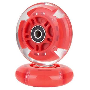 Imagem de AOWISH Pacote com 2 rodas traseiras de scooter leve 80 mm flash intermitente em linha com rolamentos ABEC 9 para patins ajustáveis de 3 rodas (vermelho)