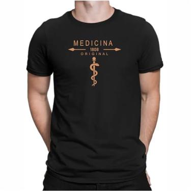 Imagem de Camiseta Faculdade Curso de Medicina Masculina,estampas exclusivas (BR, Alfa, M, Regular, Preto Vintage)