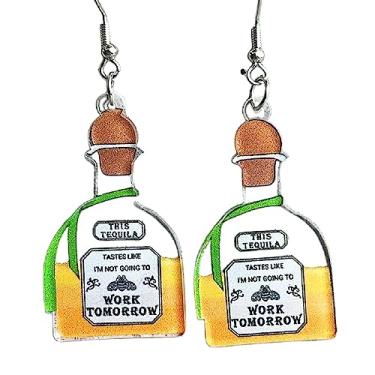 Imagem de Brincos de garrafa de cerveja com simulação 3D de acrílico, leve, tequila, vinho, vodka, pingente, brincos para mulheres, miniatura, taça de vinho, uísque, joias criativas para festas, Resina, Ágata