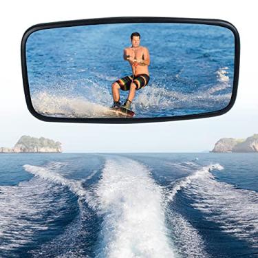 Imagem de Espelho retrovisor de barco 17,78 cm x 35,5 cm, espelhos retrovisores marítimos universais, espelho convexo de barco grande angular para barcos de esqui, pontão, barco aquático, wakeboard, surfe, com armações de para-brisa de 1,27 cm a 2,5 cm