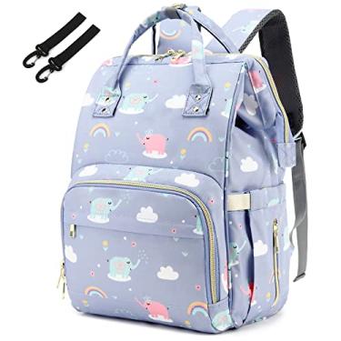 Imagem de Mochila para fraldas de elefante para bebês meninas, Yusudan Mom impermeável grande bolsa de fraldas para mulheres