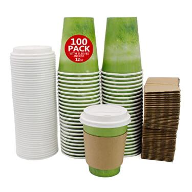 Imagem de Yes!Fresh Disposable Hot Paper Cup,To Go Hot Cups for Coffee, Hot Liquid, Chocolate, Juice,Suitable for Party, Picnic, Travel, and Events (12 oz, 100 Count,Green)