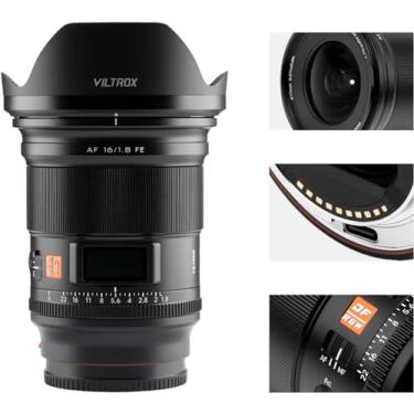 Imagem de VILTROX Lente de quadro completo AF 16 mm f1.8 para câmera Sony E, lente grande angular de grande abertura, tela LCD integrada compatível com câmeras Sony E-Mount Mirrorless a7 a7III a7RII a7RIII
