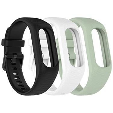 Imagem de Gheper Pulseiras de silicone macio compatíveis com Garmin Vivosmart 5 pulseiras de substituição com fecho de relógio de metal seguro pulseira pulseiras pulseiras para mulheres e homens, pacote com 3,