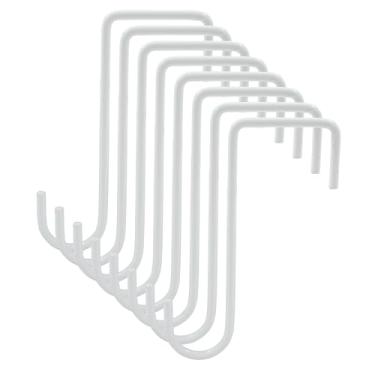 Imagem de Hitefu 8 ganchos de vinil para cerca, 5 x 15 cm, ganchos de aço revestidos com pó branco para pendurar alimentadores de pássaros, plantas, luzes, plantadores, equipamentos de piscina