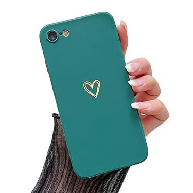 Imagem de HJWKJUS Capa compatível com iPhone 6/6s para mulheres e meninas, capa protetora de silicone durável e flexível e macia com padrão de coração bonito capa fina de TPU à prova de choque para iPhone 6/6s de 4,7 polegadas - verde