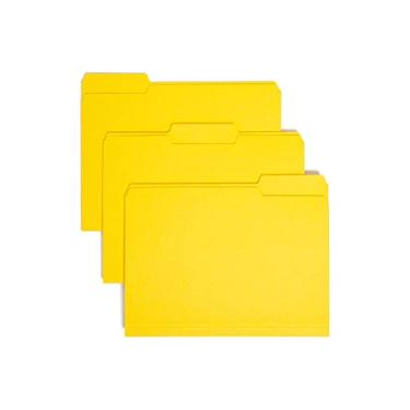 Imagem de Smead Pasta de arquivo interna, aba de corte 1/3, tamanho carta, amarelo, 100 por caixa, pastas de arquivo expansíveis para armário de arquivo