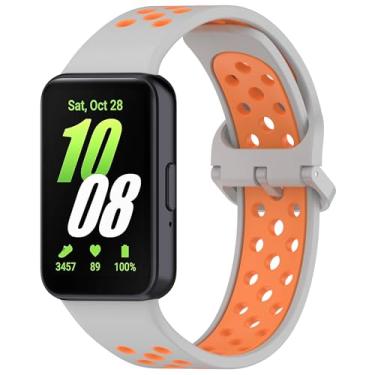 Imagem de Pulseira esportiva de silicone de substituição adequada para Samsung Galaxy Fit 3, respirável, dois tons, porosa, para Galaxy Fit 3 2024 SM-R390, mulheres e homens