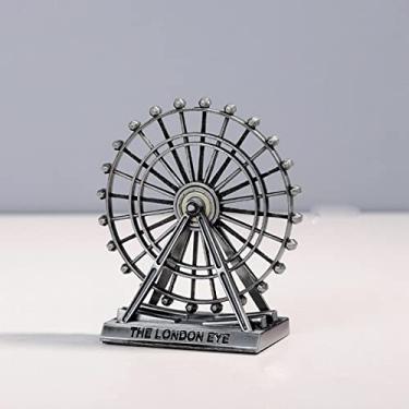 Imagem de Pequeno retro ferro arte rotatable roda gigante modelo estátua ornamentos de mesa criativo decoração para casa estatueta roda gigante/889