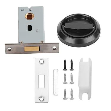 Imagem de Fechadura de porta de face única com alça, porta de passagem com alça explícita hidrante, puxador de aço inoxidável para armário, gaveta, preto (Black)