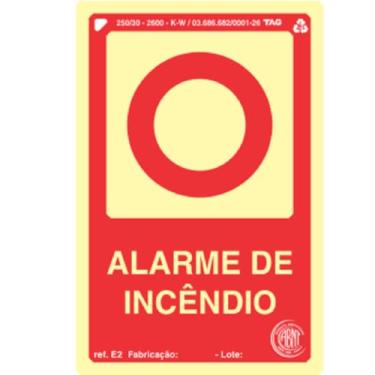 Imagem de Sinalização Alarme de Incêndio 10x15 Fotoluminescente