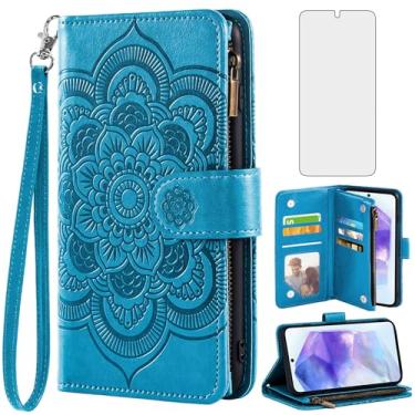 Imagem de Asuwish Capa de telefone para Samsung Galaxy A55 5G capa carteira com protetor de tela de vidro temperado e suporte flip de couro para cartão de crédito flor fólio TPU acessórios de celular A 55 55A