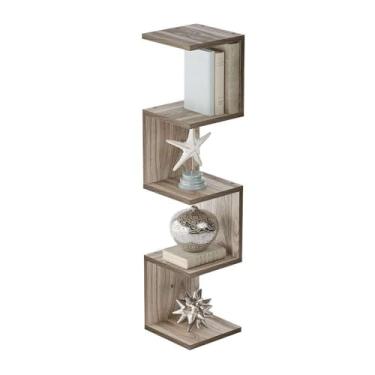 Imagem de Prateleira de Canto Lyra 4 Nichos Decorativos Freijó para Sala Quarto Livros