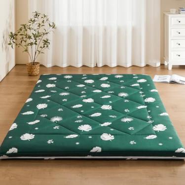 Imagem de PLOATH Colchão futon japonês – Tapete de colchão de tatame portátil de espuma com bolsa de armazenamento – Colchão de futon dobrável – Almofada grossa de enrolar dormitório para hóspedes (solteiro