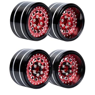 Imagem de RCHuiWow RC Wide 1.57'' (40mm) 2.2 Beadlock Wheels for SCX10 Capra Wraith Ryft / TRX4 AMG 6x6 / Gen8 Everest Gen 7 Pro,Adjustable 4 Offsets Rims,4Pack,Red w/Black