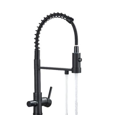 Imagem de Torneira de cozinha purificada cinza Gun, montagem no deck, misturador quente e frio, torneira giratória para filtro de água potável, preto fosco