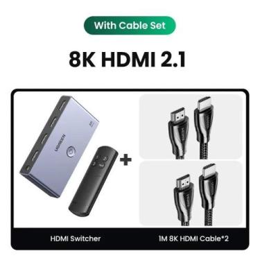 Imagem de USBHUB HDMI UGREEN 2.1 2.0 8K Switch 3 em 1 Out com Controle Remoto 8K