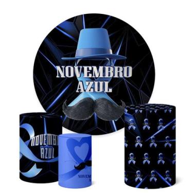 Imagem de Trio Capas Cilindro + Painel Redondo 1,50m Novembro Azul - Fadrix, K1N