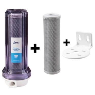 Imagem de Filtro Agua Pou Carvão Ativado Bbi 230 Tr + Refil + Suporte, Transpare