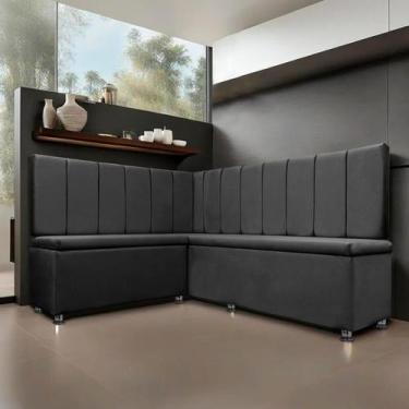 Imagem de Canto Alemão 4 Lugares para Lanchonete 1,25x1,60m Liso Cinza SOFA STOR