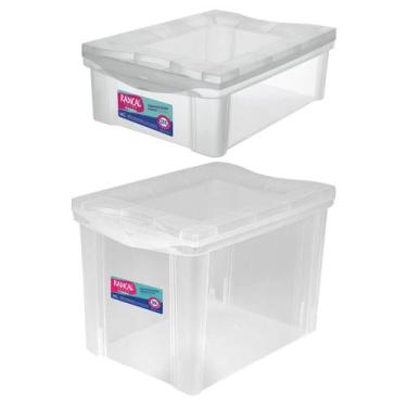 Imagem de Organizador Plástico 30L + 13,5L Transparente Cristal Ordene