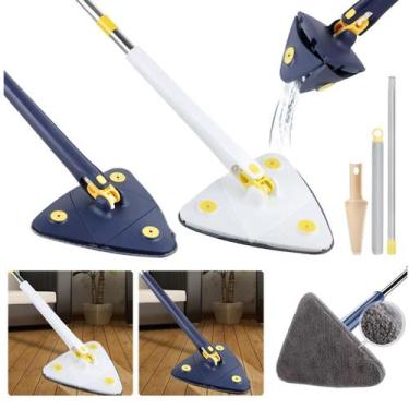 Imagem de Rodo Esfregão Triangular Giratório 2 Refil Azul - FSS Variedades