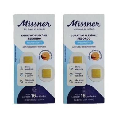 Imagem de Kit 2 Curativo Flexível Redondo Transparente 16Un - Missner
