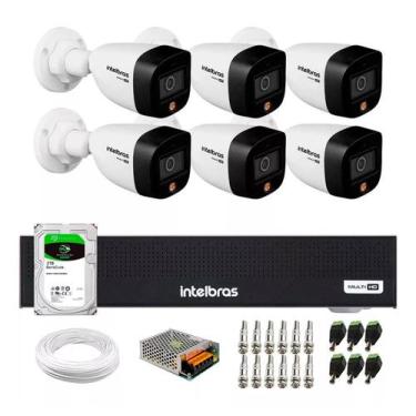 Imagem de Kit 6 Câmeras Intelbras Fullcolor 1220 Dvr Intelbras Mhdx 3008-C + hd 