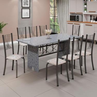 Imagem de Conjunto de Mesa Tampo de Granito Ocre com 8 Cadeiras Lorena Yescasa