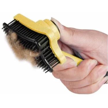 Imagem de Escova Pet Rasqueadeira Pet Tira Pelos Pra Cachorro E Gatos, Amarelo