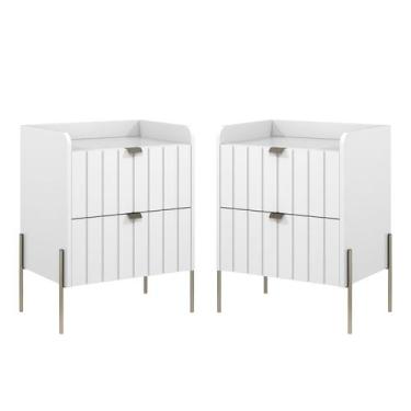 Imagem de kit 2 mesa de cabeceira com gaveta para cama quarto moriah 45cm pés e 