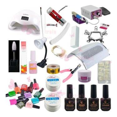 Imagem de Kit Cabine Lixa Elétrica Luminária Pincel Unha Tips Esmalte - OEM