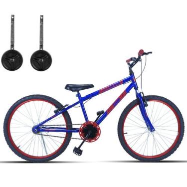 Imagem de Bicicleta Infantil Aro 24 Com Rodinhas Sem Marchas - FORSS, Azul