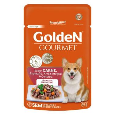 Imagem de Ração Úmida Golden Gourmet para Cães Adultos Pequeno Porte Carne 85g -