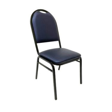 Imagem de Cadeira para Evento Empilhável cor Azul Marinho Encosto redondo com Pu