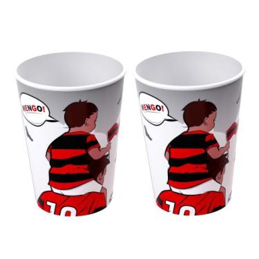 Imagem de 2 Copos Flamengo Mengão Oficial Estampado 320ml Plasútil, Copo do Flam