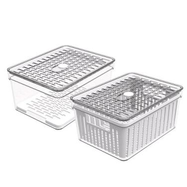 Imagem de Kit 2 Organizador De Geladeira Pequeno Com Cesto E Grade - Crippa