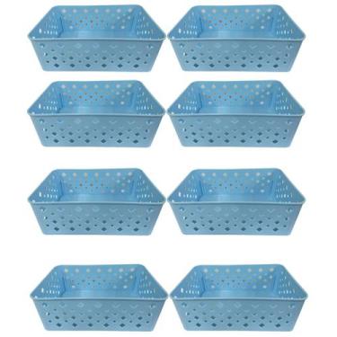 Imagem de Kit 8 Cesto Multiuso Organizador Premium Azul 123Organizei - 123 Organ