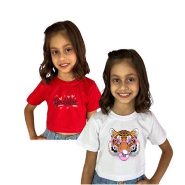 Imagem de Blusinha Infantil Cropped Manga Curta Juvenil Kit 2 Peças - AK FASHION