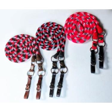 Imagem de Rédea De Lã Especial 4 Argolas Aplique Cavalinho P/ Cavalo - Selaria M
