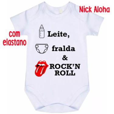 Imagem de body bebê leite fralda rock'n roll cód 2854 - nick aloha, Branco, GG
