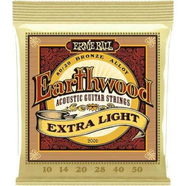Imagem de Encordoamento Violão Aço Ernie Ball 010 Earthwood Extra Leve Bronze 80